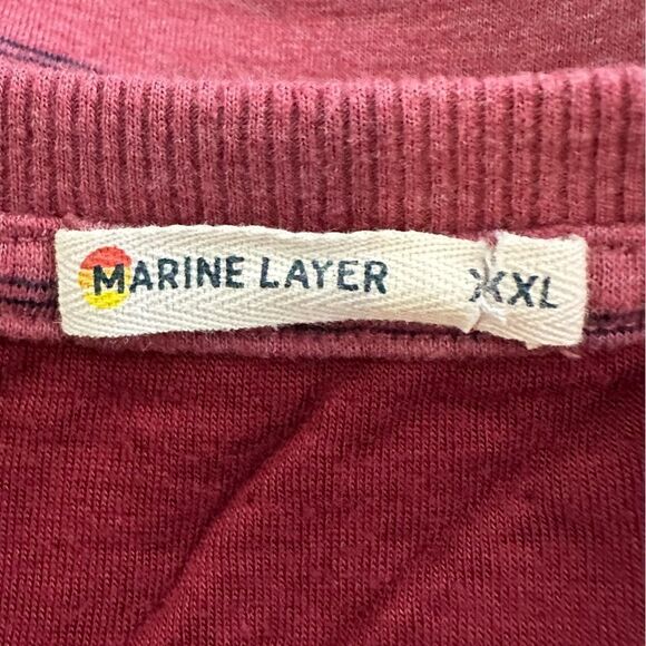 Marine Layer Red Wine Striped Double Knit Long Sleeve Striped Henley Size XXL - Picture 7 of 11